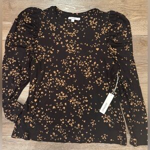 Chicos Touch of Cool Confetti Ruched Sleeve Long Sleeve Tee Size 2 NWT